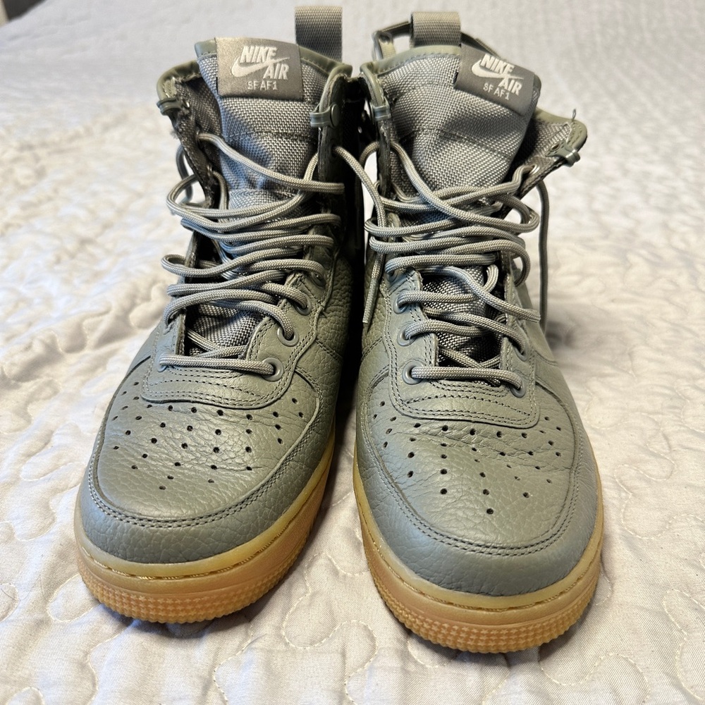Nike SF AF-1 High Tops “dark stucco” Olive with Gum Soles
